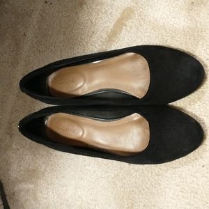 Clarks vendra bloom back suede wedge heels